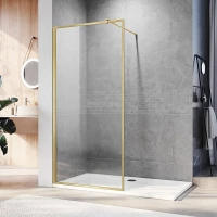 Душевая перегородка Veconi Korato KR81G-90-01-C8 90 см, профиль золотой матовый, стекло прозрачное