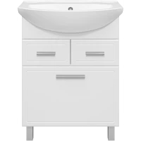 Тумба под раковину Misty Стелла Э-Сте01065-01К2Я 61 см, напольная, с бельевой корзиной, белый глянец