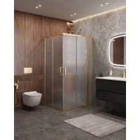 Душевой уголок Cezares Molveno MOLVENO-AH-21-90+20-P-BORO 110x90 см, профиль золотой матовый, стекло текстурное