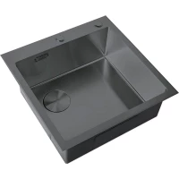 Кухонная мойка Zorg LUX 5151-L GRAFIT 51x51 см, графит