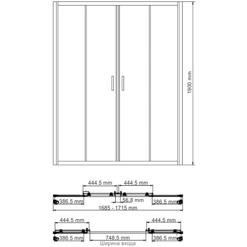 Душевая дверь 170 см WasserKRAFT Lippe 45S09 прозрачное