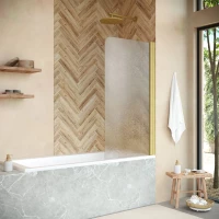 Шторка на ванну Vegas Glass EV NOVO 70 03 02 R 71 см R, профиль золотой матовый, стекло шиншилла