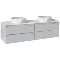 Тумба под раковину Jacob Delafon Madeleine EB2085-J55 124 см, подвесная, со столешницей, подсветкой, светло-серый матовый