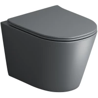 Унитаз подвесной Grossman GR-4477GMSQ безободковый, торнадо, с сиденьем микролифт, серый матовый