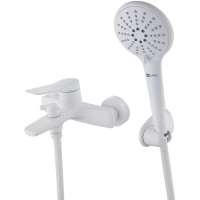 Смеситель для ванны Lemark Bronx LM3714MW с душевым гарнитуром, белый матовый