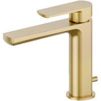 Смеситель для раковины Newform Haka 72010.59.097 с донным клапаном, золотой матовый