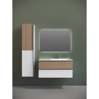 Комплект мебели Sancos Delta DL100RW + CN7015 + SQ1000 101 см R, подвесной, светлый дуб/белый матовый