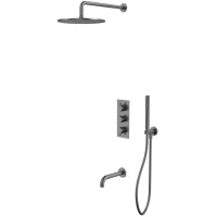 Душевой комплект Whitecross Y YSET11GM 300 мм, с термостатом, оружейная сталь