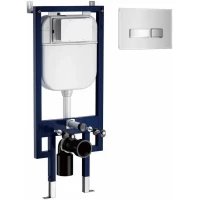 Инсталляция для унитаза Ceruttispa CR557+CR06WH с кнопкой смыва, белый/хром