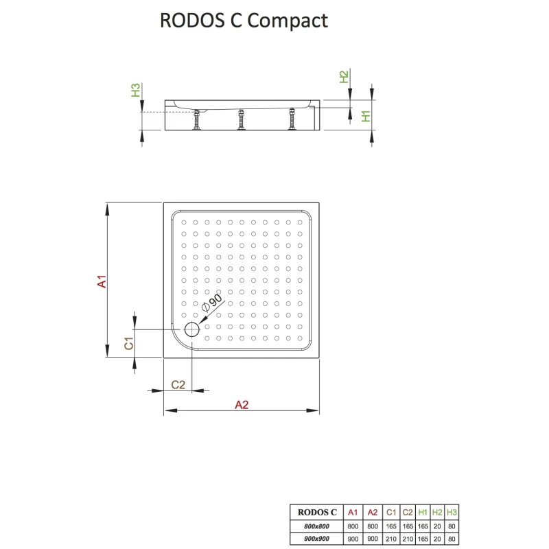 Акриловый поддон 80x80 см Radaway Rodos C Compact 4K88155-04