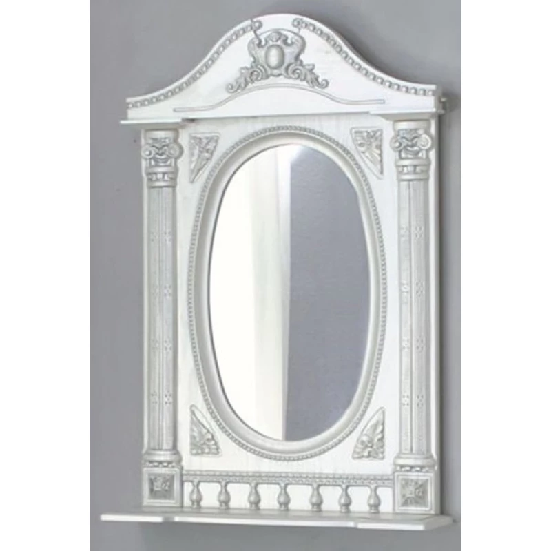 Зеркало 61,5x94,5 см белый жемчуг серебряная патина Atoll Наполеон