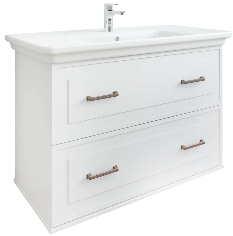 

Тумба с раковиной белый матовый 105,8 см Sanflor Модена C04615 + 4640021067918