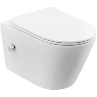 Унитаз подвесной Boheme Avva 973-SET-2-W безободковый, с функцией биде, торнадо, с сиденьем микролифт, белый