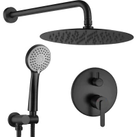 Душевой комплект Rea Ontario REA-P5501 200 мм, со смесителем, черный матовый