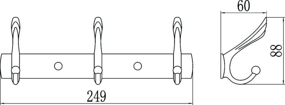 Планка с крючками Savol S-06203B - фото 2
