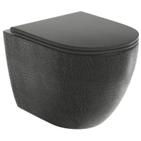 Унитаз подвесной Grossman GR-4455BBLS безободковый, с сиденьем микролифт, черный глянец