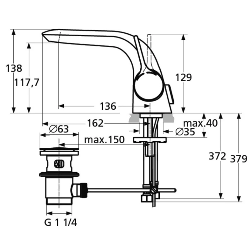 Смеситель для раковины с донным клапаном Ideal Standard Melange A4260AA