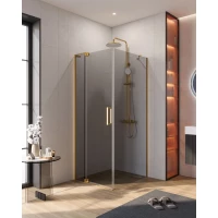 Душевой уголок Cezares Slider SLIDER-AH-1-80-80/90-GRIGIO-BORO 80-90x79,5 см, профиль золотой матовый, стекло графитовое