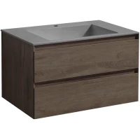 Тумба с раковиной темный дуб 80 см Vincea Luka VMC-2L800RO + VCB-13800G