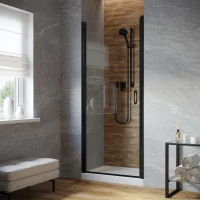 Душевая дверь Vegas Glass EP LUX 85 02M 01 L 85 см L, профиль черный матовый, стекло прозрачное