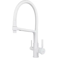 Смеситель для кухни Viko V-5604 с подключением к фильтру, гибким изливом, белый