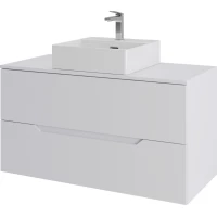 Тумба с раковиной Orange Line Li-100TuwMDF+B04-500W 100,4 см, подвесная, со столешницей, белый матовый