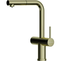 Смеситель для кухни Omoikiri Karatsu-S-LG 4994612 с подключением к фильтру, выдвижным изливом, светлое золото