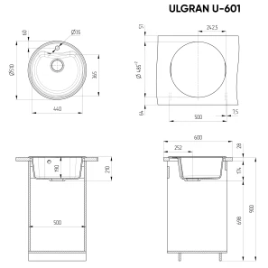 Изображение товара кухонная мойка ulgran песочный u-601-302