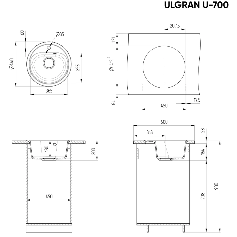 Кухонная мойка Ulgran бежевый U-700-328