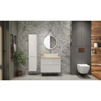 Комплект мебели белый глянец 80 см со столешницей бук светлый Jorno Wood Wood.01.80/P/W + Wood.06.80/LW + 0085176 + Wood.02.50/TK