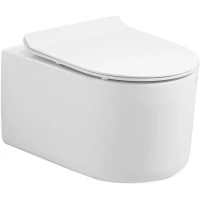 Унитаз подвесной Art&Max Rimini AM204CHR/SC безободковый, с сиденьем микролифт, белый