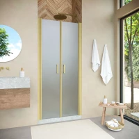 Душевая дверь Vegas Glass E2P NOVO h2000 75 03 10 75 см, профиль золотой матовый, стекло сатин