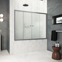 Шторка на ванну Vegas Glass Z2V Protec 165 06 10 165 см, профиль оружейная сталь матовый, стекло сатин