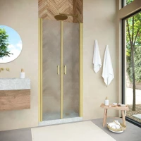 Душевая дверь Vegas Glass E2P NOVO h2000 95 03 02 95 см, профиль золотой матовый, стекло шиншилла