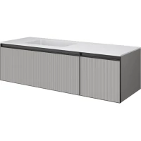 Тумба с раковиной Armadi Art Quatro Luna Fuga 790-M2-140-L-RIB-A + 793-140-W-A 141 см L, подвесная, серый матовый