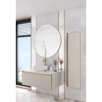 Комплект мебели Armadi Art Quatro Cashmere Fuga 790-M1-100-CM-RIB-MG + 792-100-W + 801-R-MW + 545-100-MG 101 см, подвесной, со столешницей, кашемир матовый