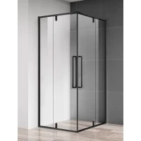 Душевой уголок AQUAme AQM7102-2-9 89,5x89,5 см, профиль черный матовый, стекло прозрачное