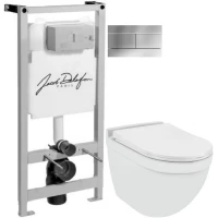 Комплект подвесной унитаз Jaquar Solo SLS-WHT-6953BIUFSM + система инсталляции Jacob Delafon E5504-NF + E4316-CP
