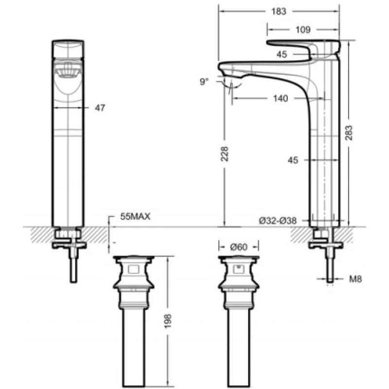 Смеситель для раковины с донным клапаном Bravat Source F1173218CP-A-ENG