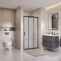 Душевая дверь BelBagno Uno UNO-195-BF-3-100-P-NERO 100 см, профиль черный матовый, стекло текстурное