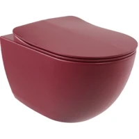 Унитаз подвесной Creavit Free FE322-00BR00E-0000 безободковый, с функцией биде, бордовый матовый