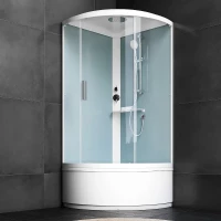 Душевая кабина Am.Pm X-Joy Deep W88C-401A-090WT 90,5x90,5x211,7 см, с крышей, высокий поддон, профиль белый, стекло прозрачное