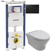 Комплект подвесной унитаз Noken Hotels N399999901 + N356330439 + система инсталляции Geberit 111.362.00.5 + 115.770.DW.5