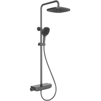 Душевая система Aqueduto Chuva CHU0345 255 мм, с термостатом, оружейная сталь матовый