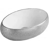 Раковина-чаша CeramaLux 433SS 49x34 см, накладная, белый/серебряный