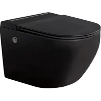 Унитаз подвесной Ceruttispa Sella Aria Pulse CT10194 импульсный, безободковый, с сиденьем микролифт, черный матовый