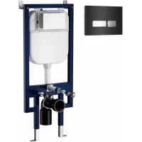 Инсталляция для унитаза Ceruttispa CR557+CR06BK с кнопкой смыва, черный/хром