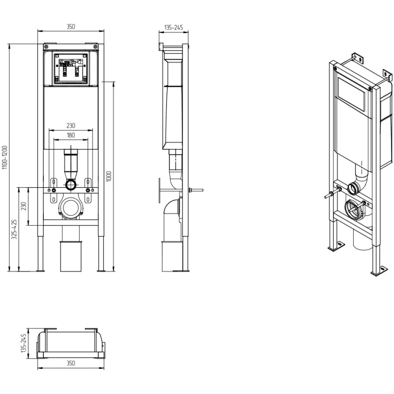 Комплект подвесной унитаз + система инсталляции Cersanit Parva A64229