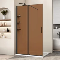 Душевая перегородка Vincea Walk-In WSL VSW-1WSL120GSB 120 см, профиль черный матовый, стекло янтарное