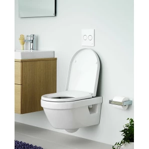 Изображение товара унитаз подвесной gustavsberg hygienic flush 5g84hr01 безободковый, с сиденьем микролифт, белый